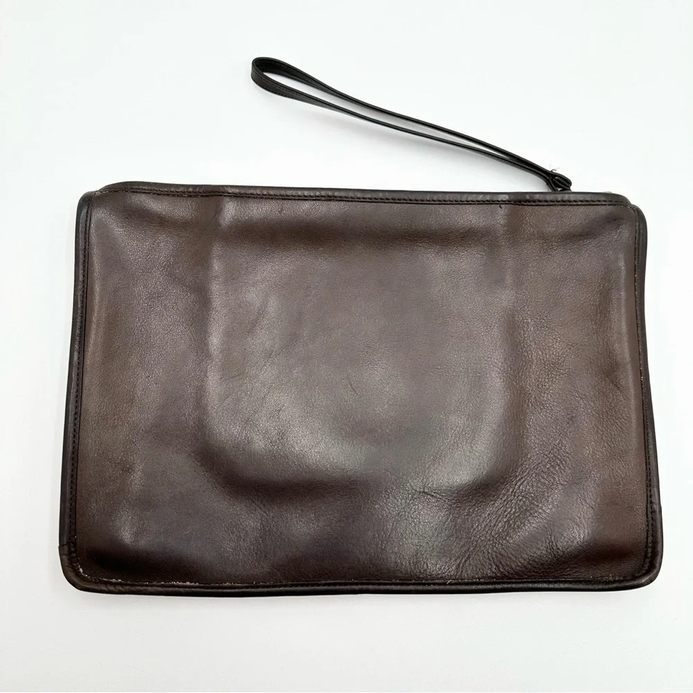 Vintage Coach Large Slim Clutch Portfolio Brown Leather